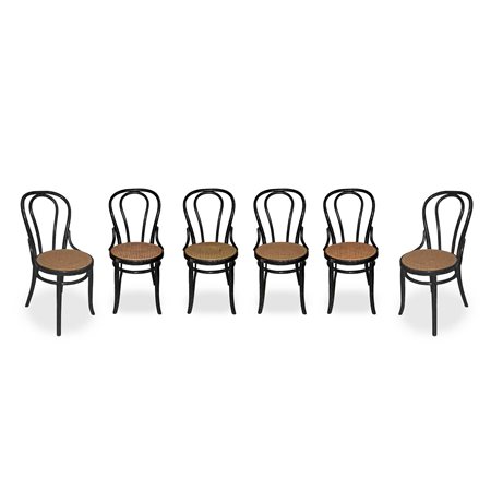 Sei sedie nello stile Thonet laccate nero