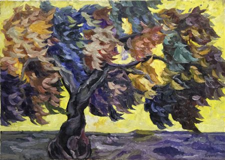 Saverio Terruso, Albero, anni Duemila, olio su tela, 50x70 cm, firma presente...