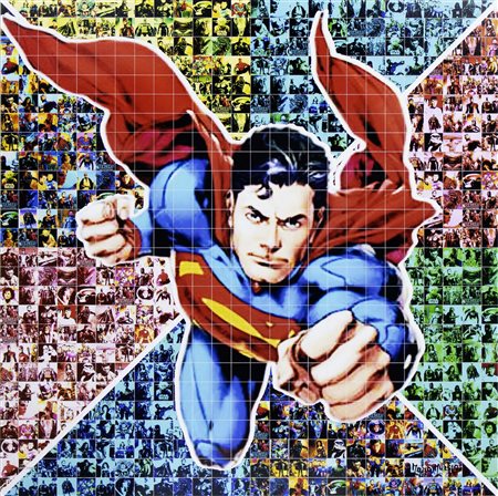 Maria Murgia, Superman, 2024, fotomosaico digitale montato su pannello...