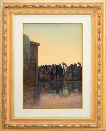 John Picking, Tramonto Musicale, 1994, olio su tela, 50x35 cm, autentica a...