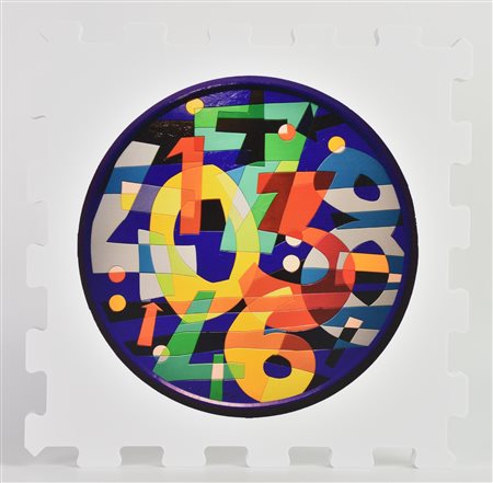 Ugo Nespolo (1941) MAGIA DEI NUMERI stampa UV su FX high quality bianco, cm...