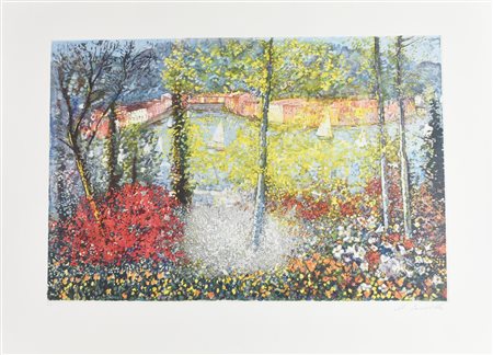 Michele Cascella (1892 - 1989) VEDUTA SUL PORTO incisione, cm 43x62,5, su...