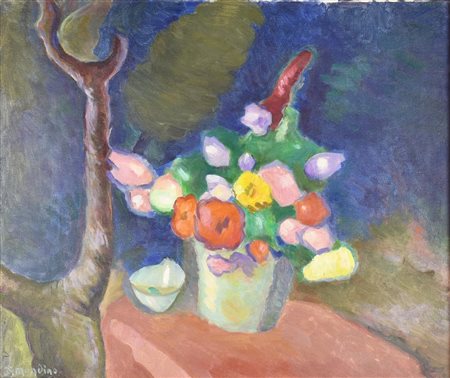 Filippo Mondino FIORI, 1992 olio su cartone telato, cm 40x50 firma