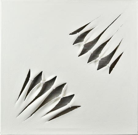 Calogero Salemi SQUARCI D'ARGENTO, 2022 tecnica mista su tela, cm 40x40 sul...