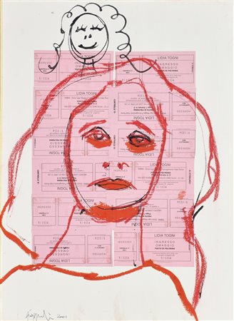 Luca Giovagnoli RITRATTO, 2001 tecnica mista e applicazioni su carta...