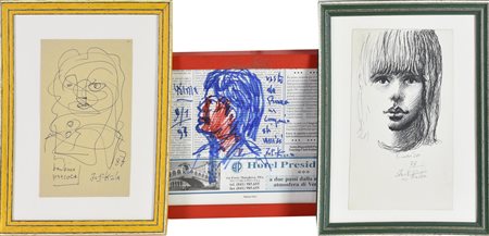 Ibrahim Kodra LOTTO DI TRE OPERE composto da: VISTA SU ROMA, 1997 pennarello...