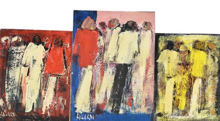 Carlo Saccardi LOTTO DI TRE OPERE composto da: SENZA TITOLO olio su tavola,...