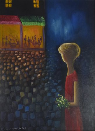 Eliano Fantuzzi SENZA TITOLO olio su tela, cm 70x50 firma sul retro: firme e...