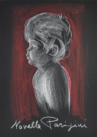 Novella Parigini FANCIULLO pastello su carta, cm 70x50 firma