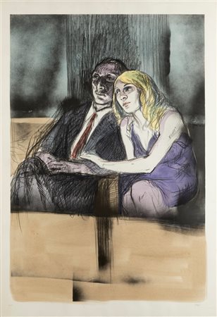 Alberto Sughi (Cesena 1928-Bologna 2012)  - Coppia al cinema, 1987