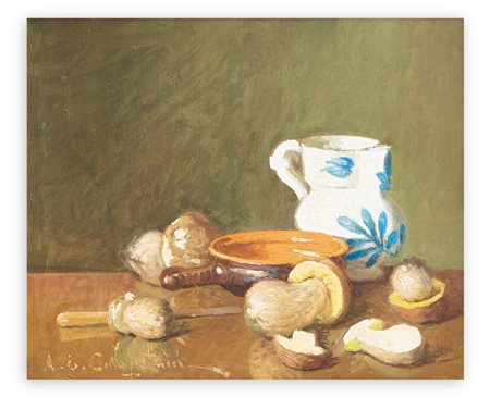 ERNESTO ALCIDE CAMPESTRINI (1897-1983) - Vin bon e funghi porcini