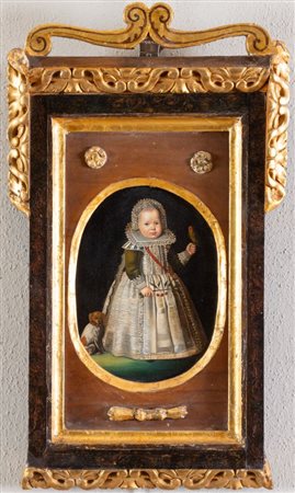 Maestro del XVIII secolo. Ritratto di fanciullo con pappagallo.