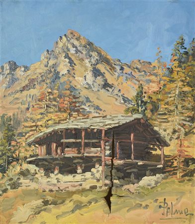 Clemente Palme BAITA olio su tela, cm 58x50 firma l'opera presenta una...