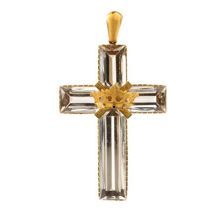  
Croce pendente in oro e quarzo 
 