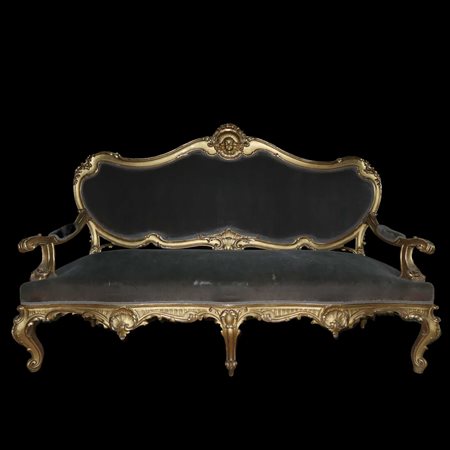 Divano in legno dorato, fine 19° secolo
