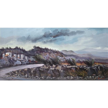 Lucio Cammarata (1935-1989)  - Paesaggio etneo su strada