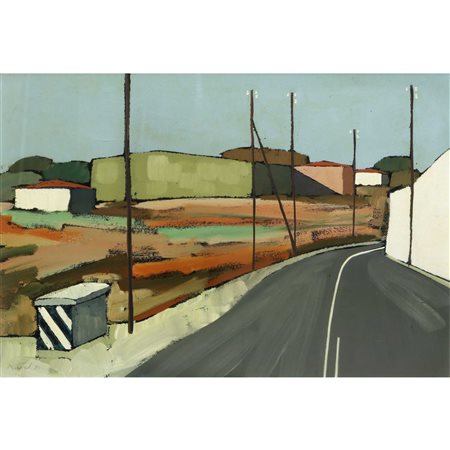 Strada con case e pali elettrici, 1971