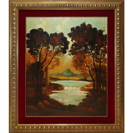 Paesaggio fluviale con mulino