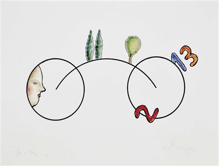 ALINARI LUCA Firenze 1943 senza titolo litografia es. p. a. 25x35 firma in...