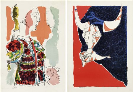 AULESTIA SALVADOR Barcellona 1915 - 1994 La fiesta de los toros cartella...