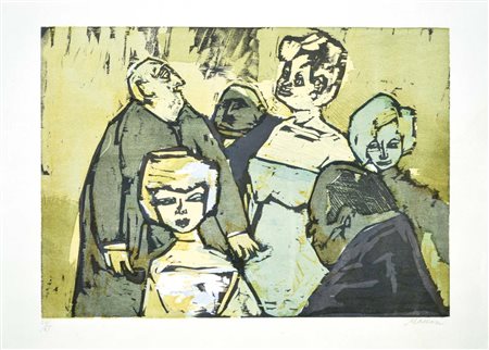 MACCARI MINO Siena 1898 - Roma 1989 Figure litografia es. 20/65 50x70 firma...