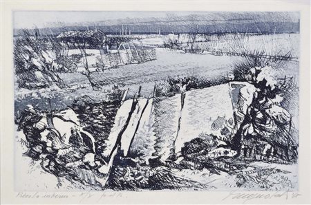 MAGNOLATO CESCO Noventa di Piave 1926 Piccolo inverno 1965 acquaforte es. X/X...