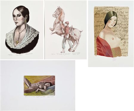 MIGANI CARLO Soggetti vari lotti di 4 grafiche Tutte firmate e numerate "Cara...