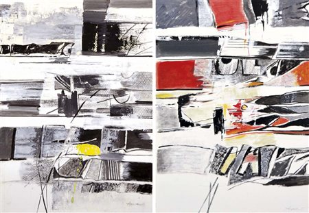 AZZOLINI MAURIZIO Bondeno (Fe) 1937 senza titolo lotto di 5 olii e tecnica...