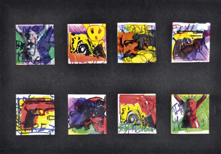 IOVINO DAVIDE Palermo 1978 Images 2012 lotto di 8 tecniche miste su carta in...