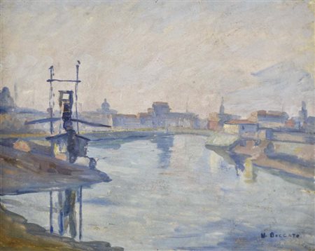 BOCCATO UGO Adria 1890 - 1982 Canale olio su tavola 40x50 firma in basso a...
