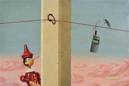 CESARINI PIERLUIGI Roma 1933 - 2006 Non cascarci anche tu olio su tela 60x90...