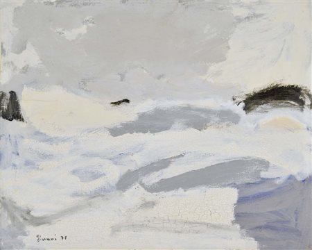 GIUNNI PIERO Villa Cortese 1912 - Bondone 2000 Paesaggio invernale 1977 olio...