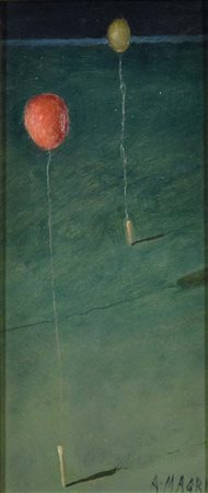 MAGRI ANTENORE Ferrara 1907 - 1978 Palloncini curiosi 1969 olio su faesite...
