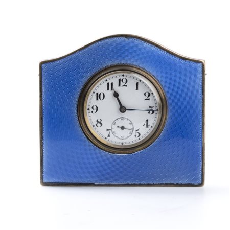 Adie Brothers Ltd: Orologio da tavolo Art Déco in argento e smalti. Birmingham, 1926 