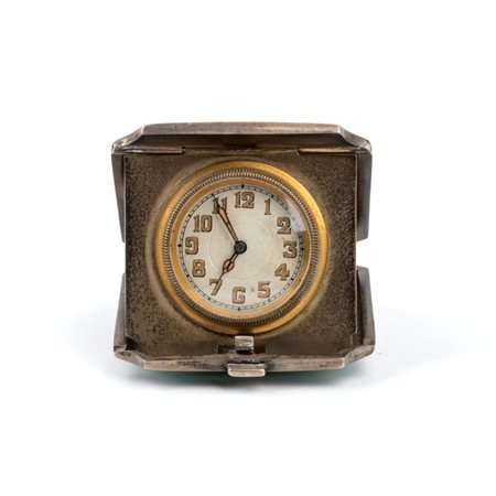 Henry Matthews: Orologio da tasca Art Déco in argento e smalti. Birmingham, 1926
