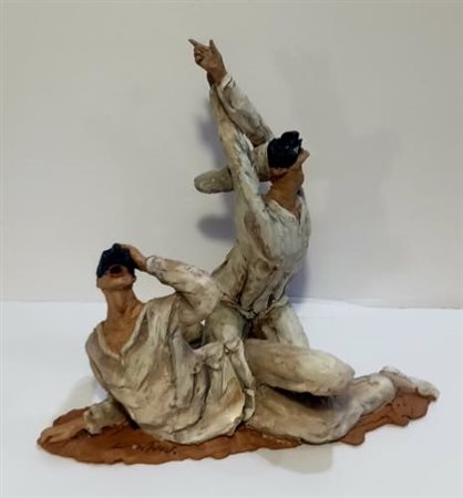 Ivan Dimitrov (Bulgaria 1958). Pulcinella, coppia di sculture, anni '90.