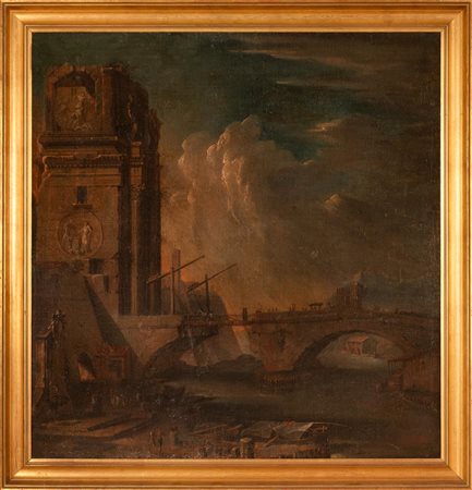La costruzione del ponte   Charles François  Lacroix (ambito di)