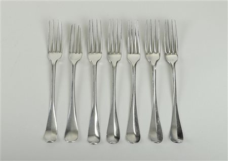 A lot consisting of 7 silver forks, 5 x Utrecht, two unknown, all 18th...