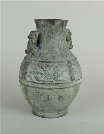 A bronze 'Zun' vase, decorated with various Chinese characters. China, 19th...