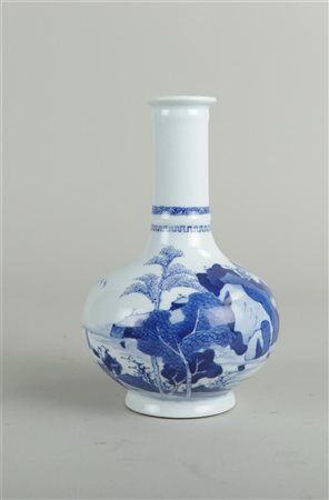 A porcelain vase decorated with figures in a landscape, marked Jiajing....