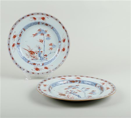 Two Imari plates decorated with Bamboo and Peonies. China, 18th century....