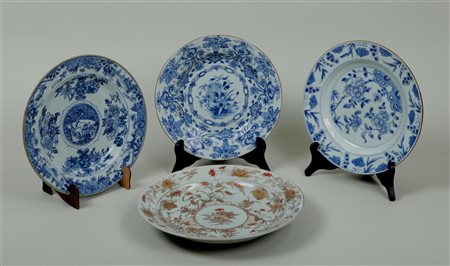 A set of four plates with various decorations, China, 18th century. The...