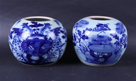 Two porcelain storage jars with floral decor. China, late 19th century17 x 19...