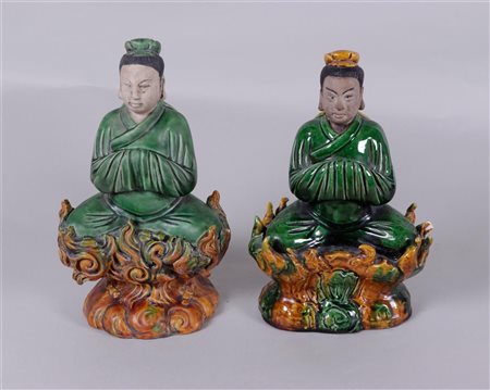 Two Sancai figures. China, 19/20th century.H. 34 cm.