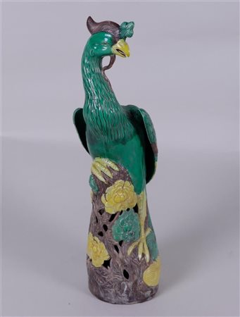 A sancai figure of a phoenix, marked on the bottom. China, 20th century.H. 40...