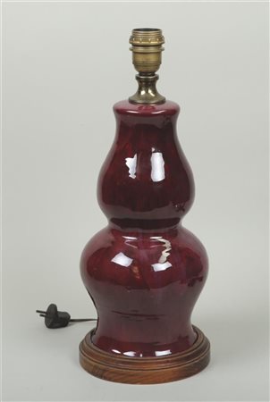 A sang de bouf sang de boeuf vase, converted into a lamp base. China, 19th...