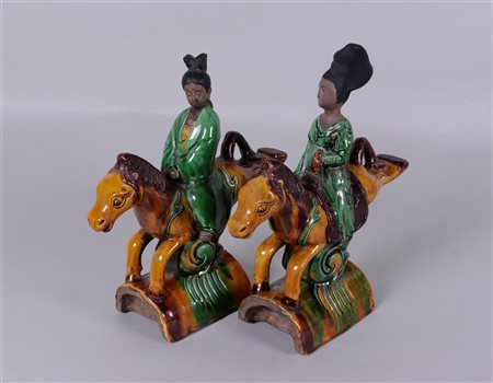 Two Sancai figures. China, 19/20th century.H. 35 cm.