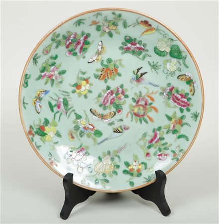 A porcelain canton dish decorated with butterflies and flowers. China,...