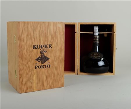 1986 Kopke Colheita Port -2 Bottles (0.50 liter) - in original wooden box.