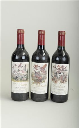 A lot of fourteen different French wines.